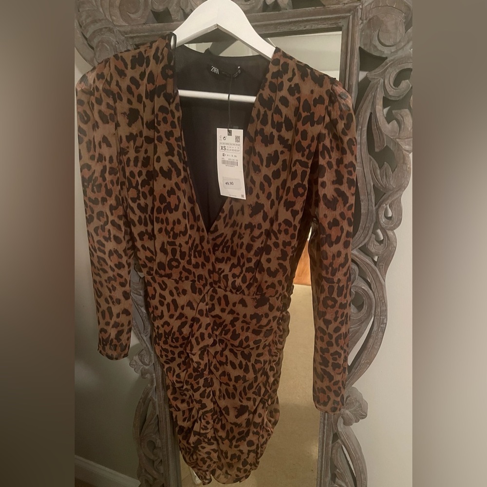 Animal Print Ruched Dress
